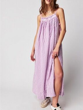 Free People Lilac Gingham Maxi Dress
